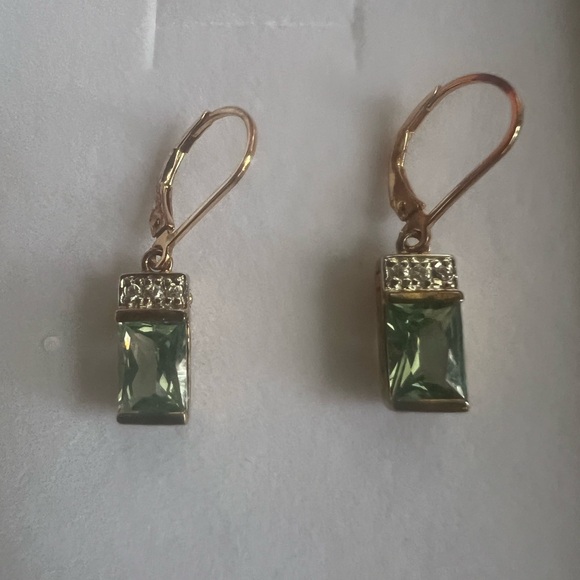 Elegant Green and Gold Drop Earrings